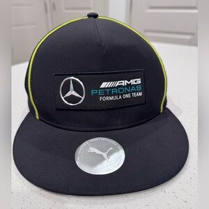 PUMA Mercedes-AMG Petronas F1 Team Flat Brim Cap - Black/Neon - NWT